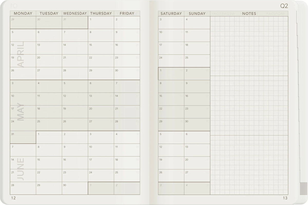 Wonderland222 2027 A6 Planner Core Stacked Weekends Quarterly Page