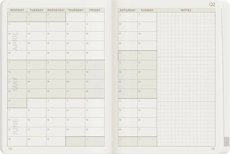 Wonderland222 2027 A6 Planner Core Stacked Weekends Quarterly Page