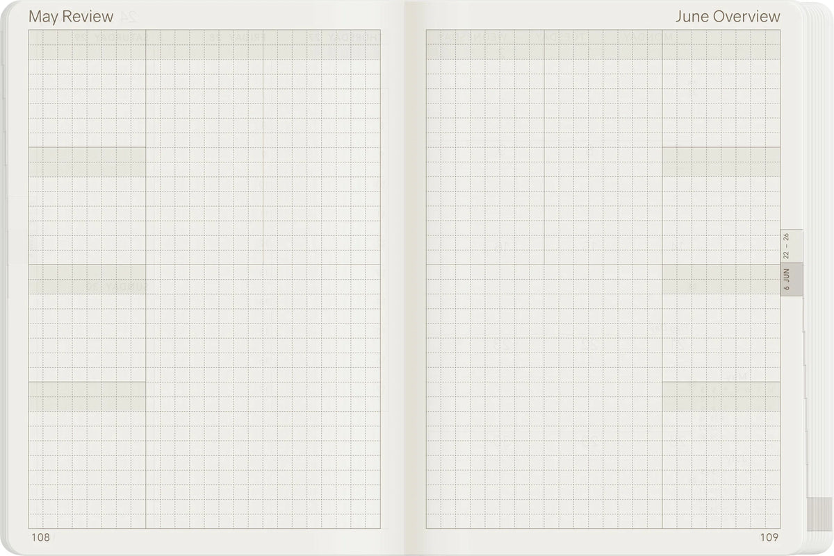 Wonderland222 2027 A6 Planner Core Stacked Weekends Monthly Review Page