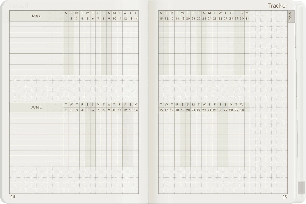 Wonderland222 2027 A6 Planner Core Stacked Weekends Tracker Page