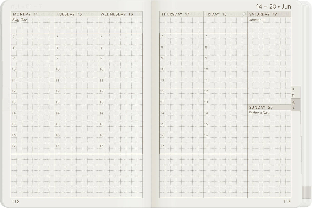 Wonderland222 2027 A6 Planner Core Stacked Weekends Weekly Stacked View