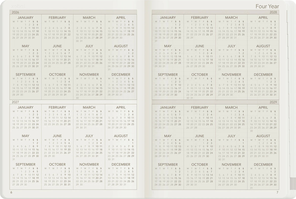 Wonderland222 2027 B6 Weekly Planner Core Four Year calendar