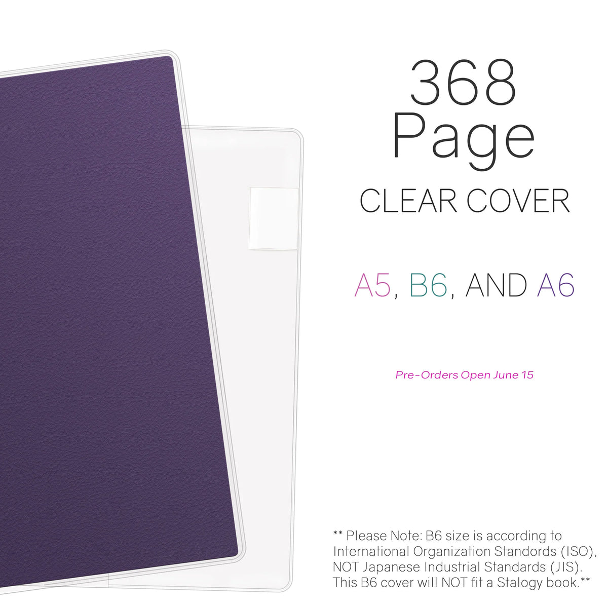 368 Page Clear Vinyl Cover in multiple sizes for Wonderland222 Notebooks