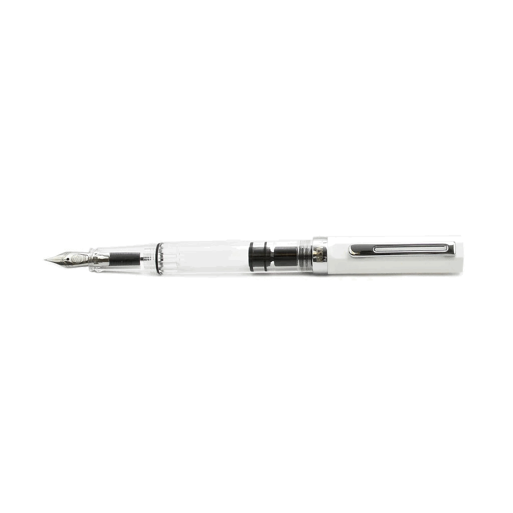TWSBI ECO White Fountain Pen Posted On White Background 