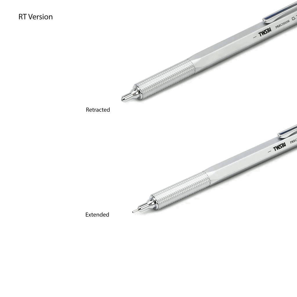 TWSBI Precision Mechanical Pencil Retractable Tip shown retracted and extended.