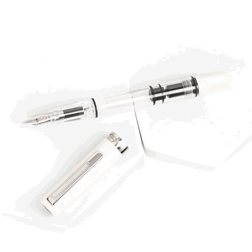 TWSBI ECO White Fountain Pen Unposted on White Background 
