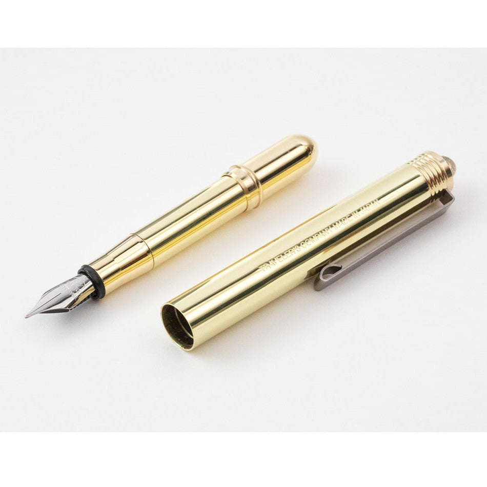 TRAVELER'S Company Brass Fountain Pen Uncapped