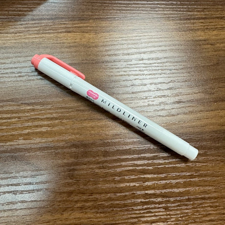 Zebra Mildliner highlighter with bold and  fine tips in Coral Pink (MCOP)